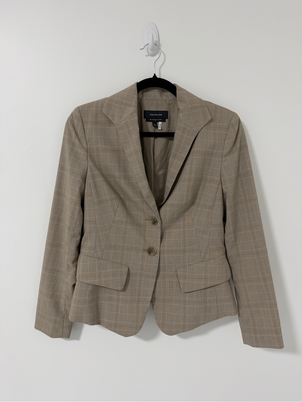 Jones New York Women's Tan Plaid Tailored Blazer